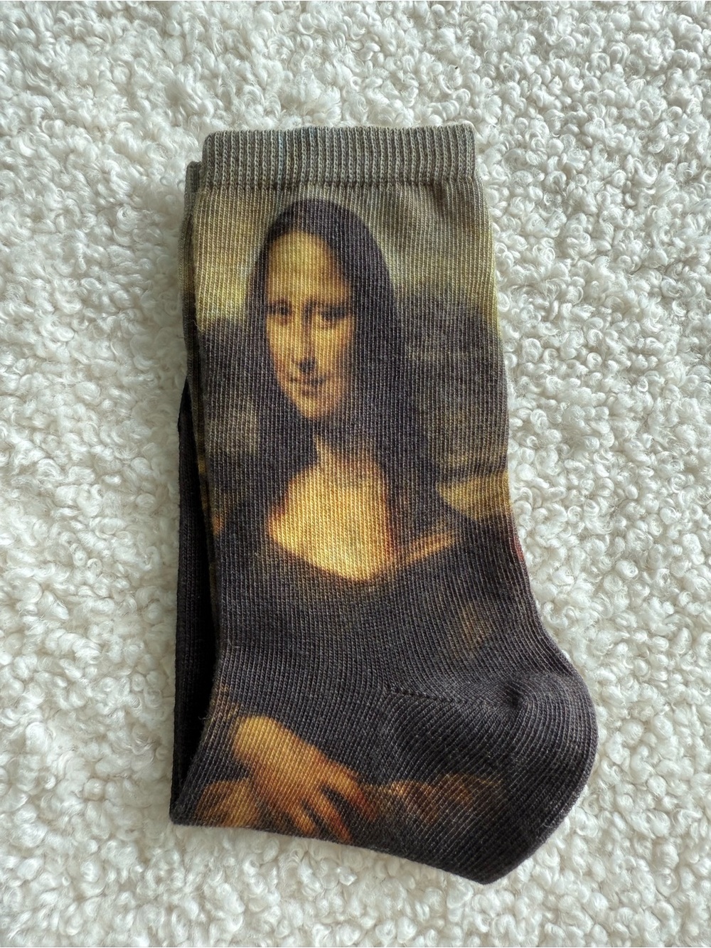 Classic Mona Lisa Art Print Socks in Brown